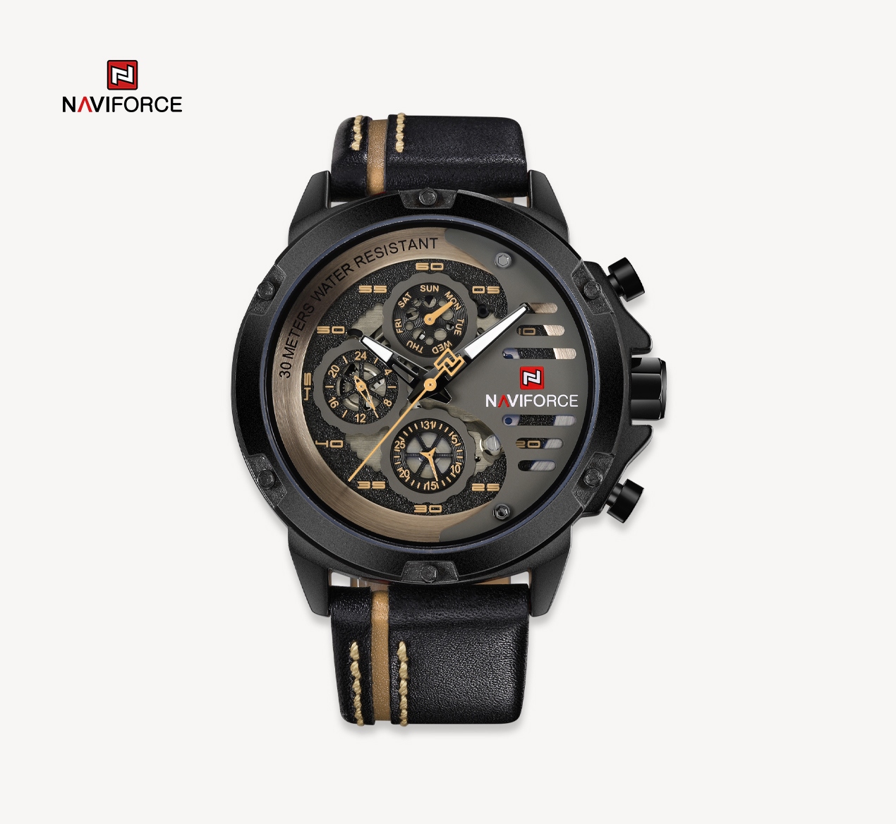 ساعت مچی مردانه نیوی فورس چرمی مدل Naviforce 9110